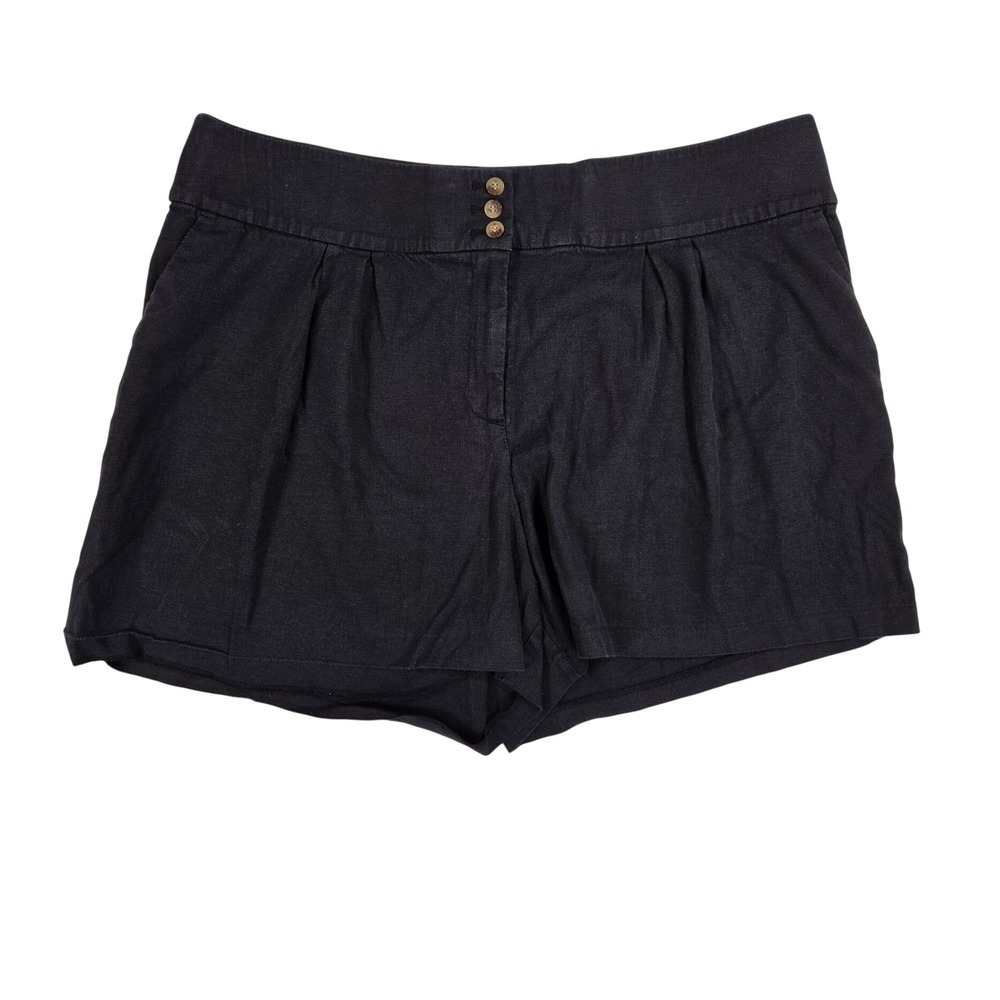 Lane Bryant black linen everyday casual summer shorts pleated pockets Women 20